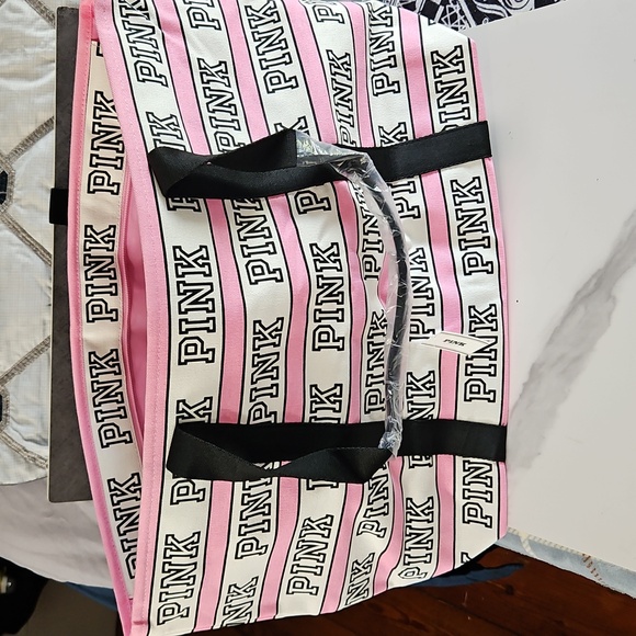 PINK Victoria's Secret Logo Tote Pink and Black NEW - Picture 9 of 13